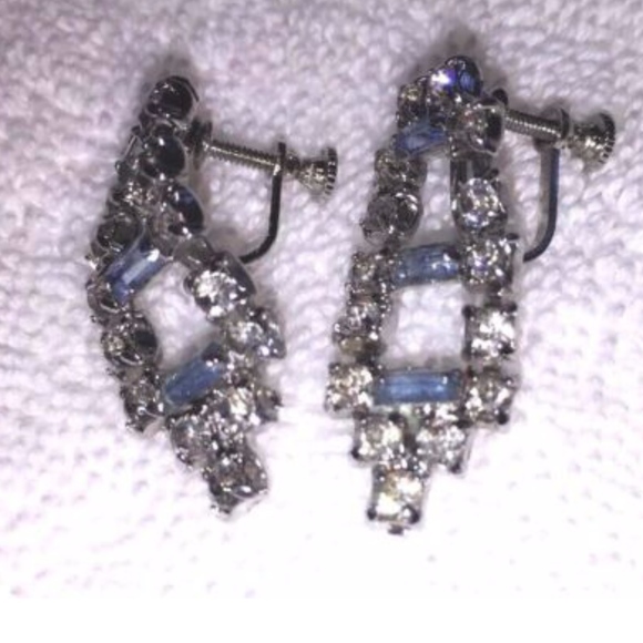 Vintage Crystal/Blue Topaz Choker & Earring SET - Picture 6 of 7
